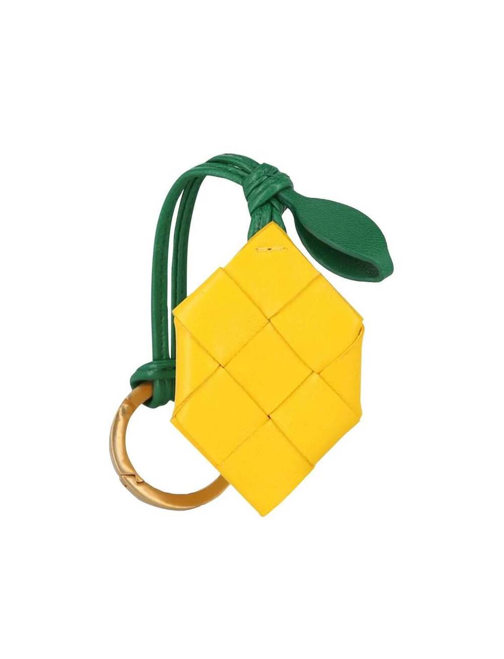 NEW BOTTEGA VENETA unisex lemon leather keyring in yellow